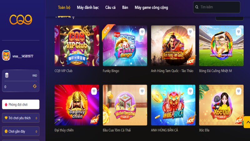 Kho game khủng tại sảnh CQ9 slot Fb88